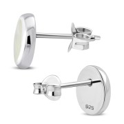  Mother of Pearl Oval Stud Silver Earrings - e359